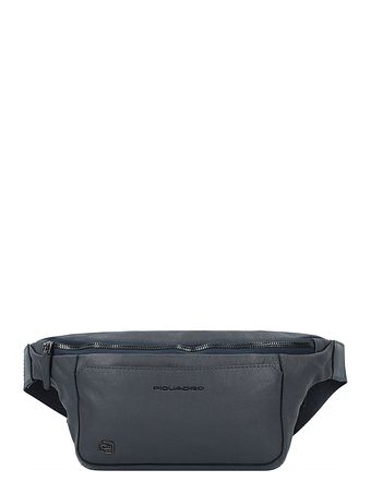 Piquadro Sort firkantet bæltetaske i læder 31 cm
