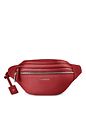 Lazarotti Bologna læder bæltetaske med dobbelt lynlås, crossbody-taske i læder, 25 cm