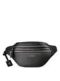 Lazarotti Bologna læder bæltetaske med dobbelt lynlås, crossbody-taske i læder, 25 cm