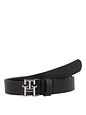 Tommy Hilfiger TH Logo Bælte Læder - black Tommy Hilfiger TH Logo Bælte Læder