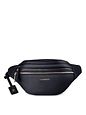 Lazarotti Bologna læder bæltetaske med dobbelt lynlås, crossbody-taske i læder, 25 cm
