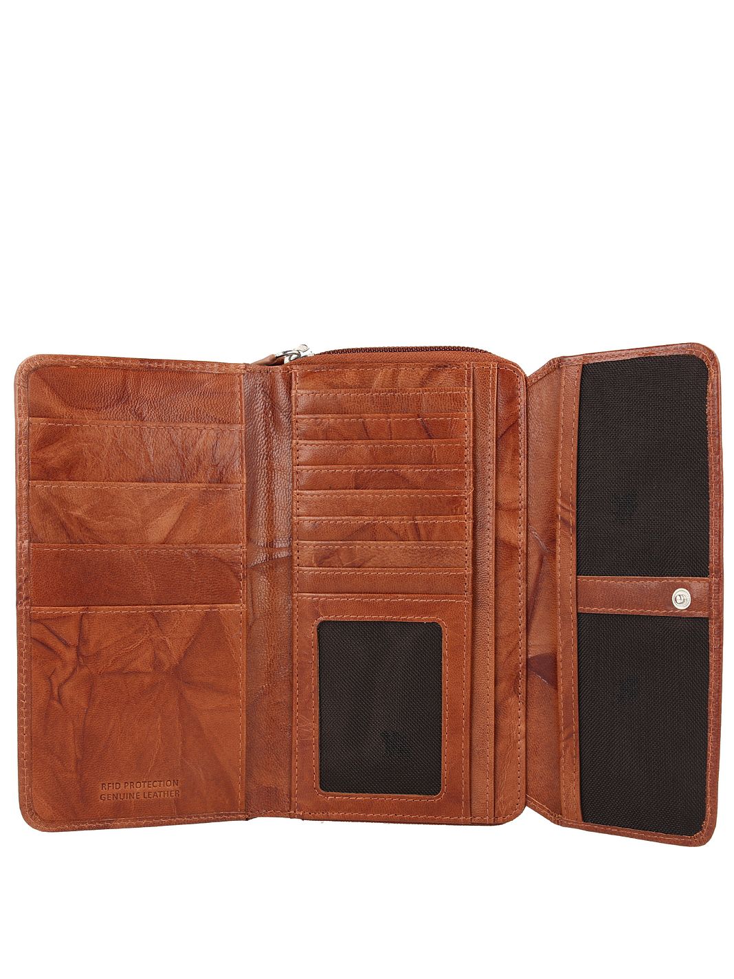 mano Donna Aurona RFID Portafoglio Protezione RFID Vera Pelle 18 cm