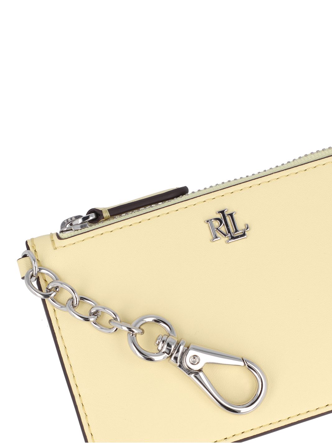 Lauren Ralph Lauren Zip Card Portafoglio chiave Vera Pelle 13 cm