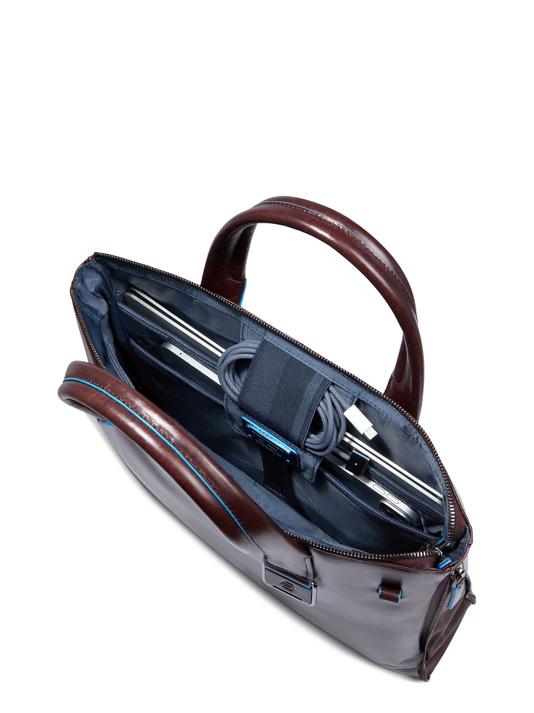 Piquadro Blue Square Borsa shopper Vera Pelle 38 cm Vano porta PC espandibile