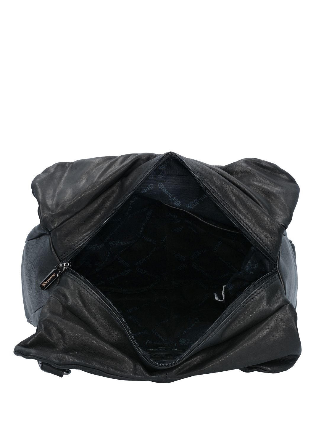 Greenland Nature Black Nappa Borsa a spalla Vera Pelle 38 cm