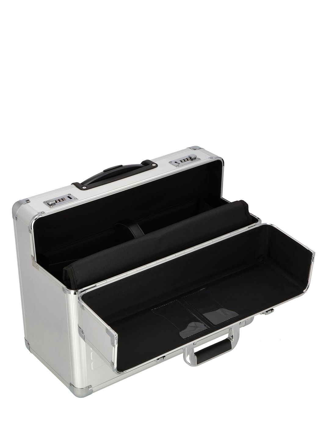 Dermata Trolley pilota a 2 ruote in alluminio, 48 cm, con scomparto per laptop Dermata Trolley pilota a 2 ruote in alluminio, 48 cm, con scomparto per laptop