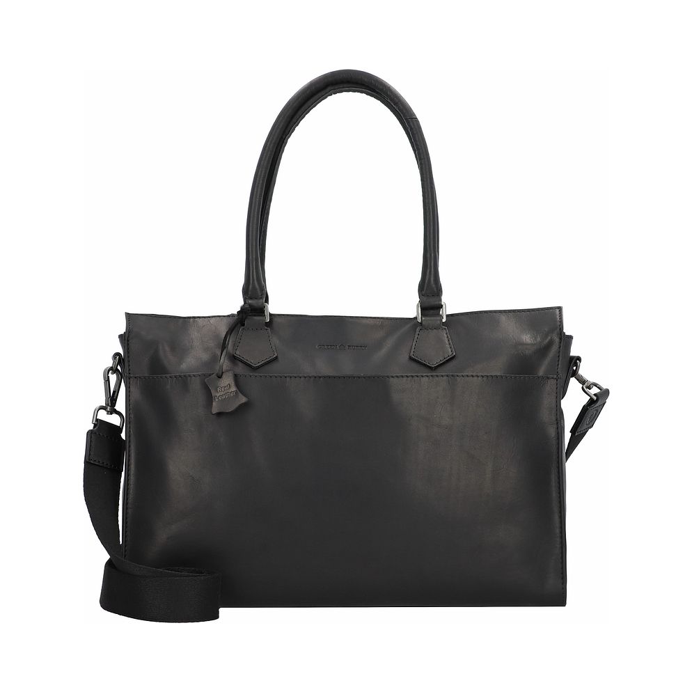 Greenburry Pure Black Skuldertaske Læder 40 cm Laptoprum Greenburry Pure Black Skuldertaske Læder 40 cm Laptoprum