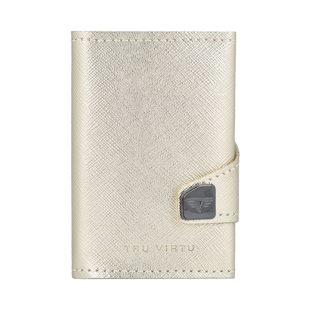 Tru Virtu Click & Slide Custodia per carta di credito Protezione RFID Vera Pelle 6.5 cm