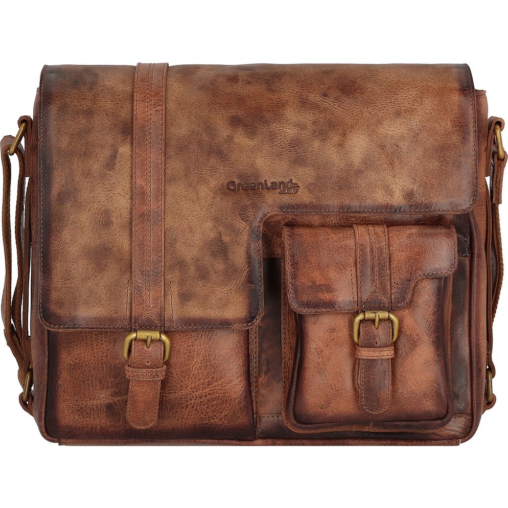 Greenland Nature Mascu & Line Borsa a tracolla Vera Pelle 30 cm Greenland Nature Mascu & Line Borsa a tracolla Vera Pelle 30 cm