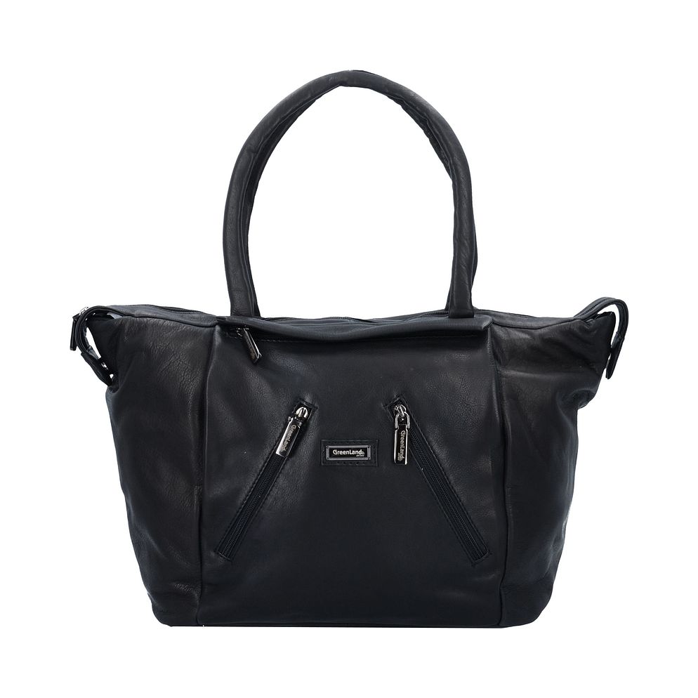 Greenland Nature Black Nappa Borsa shopper Vera Pelle 33 cm Greenland Nature Black Nappa Borsa shopper Vera Pelle 33 cm