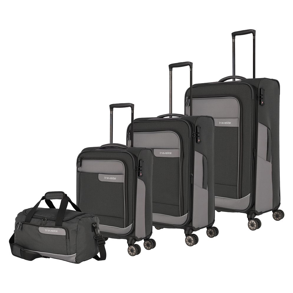 Travelite Viia 4-pyöräinen Matkalaukkusetti 4-osainen Laajennettava Travelite Viia 4-pyöräinen Matkalaukkusetti 4-osainen Laajennettava