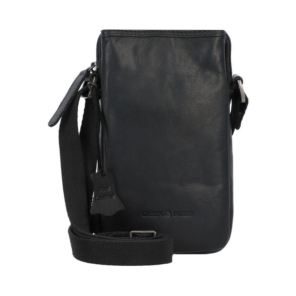 Greenburry Pure Black Bolsitos para móvil Piel natural 11 cm Greenburry Pure Black Bolsitos para móvil Piel natural 11 cm
