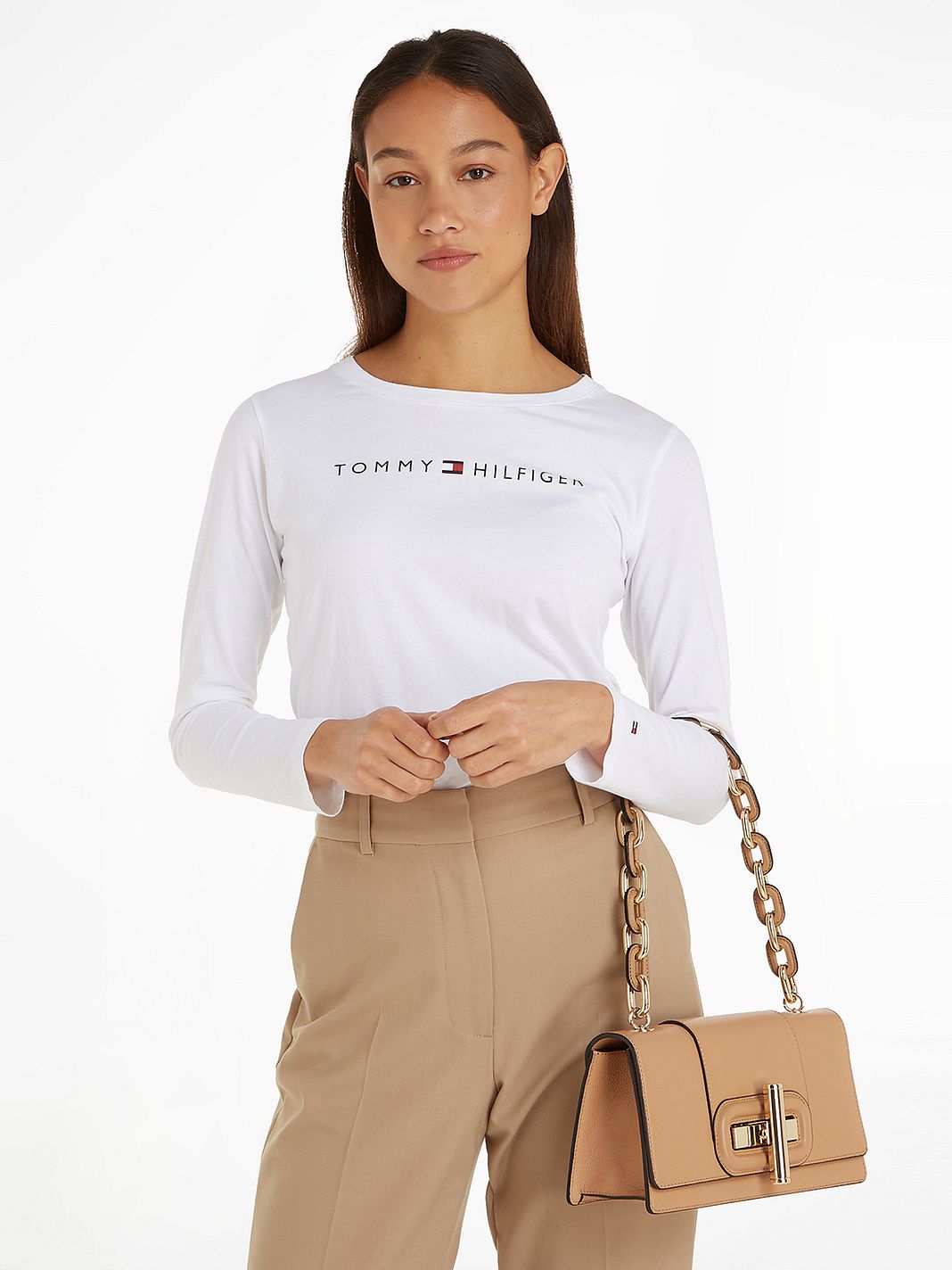 Tommy Hilfiger Turnlock Borsa a spalla Vera Pelle 28 cm
