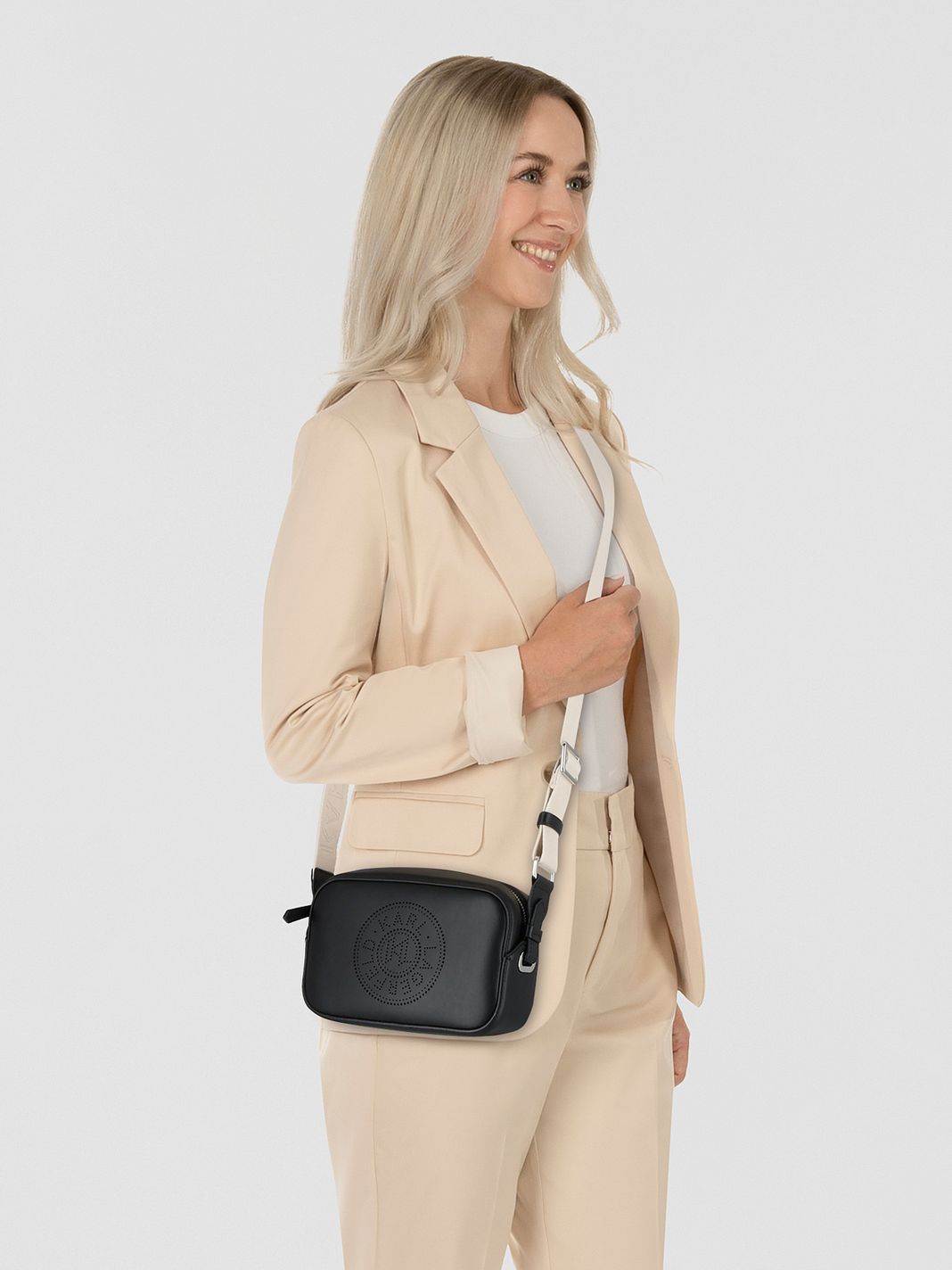 Karl Lagerfeld Circle Borsa a tracolla Vera Pelle 20 cm