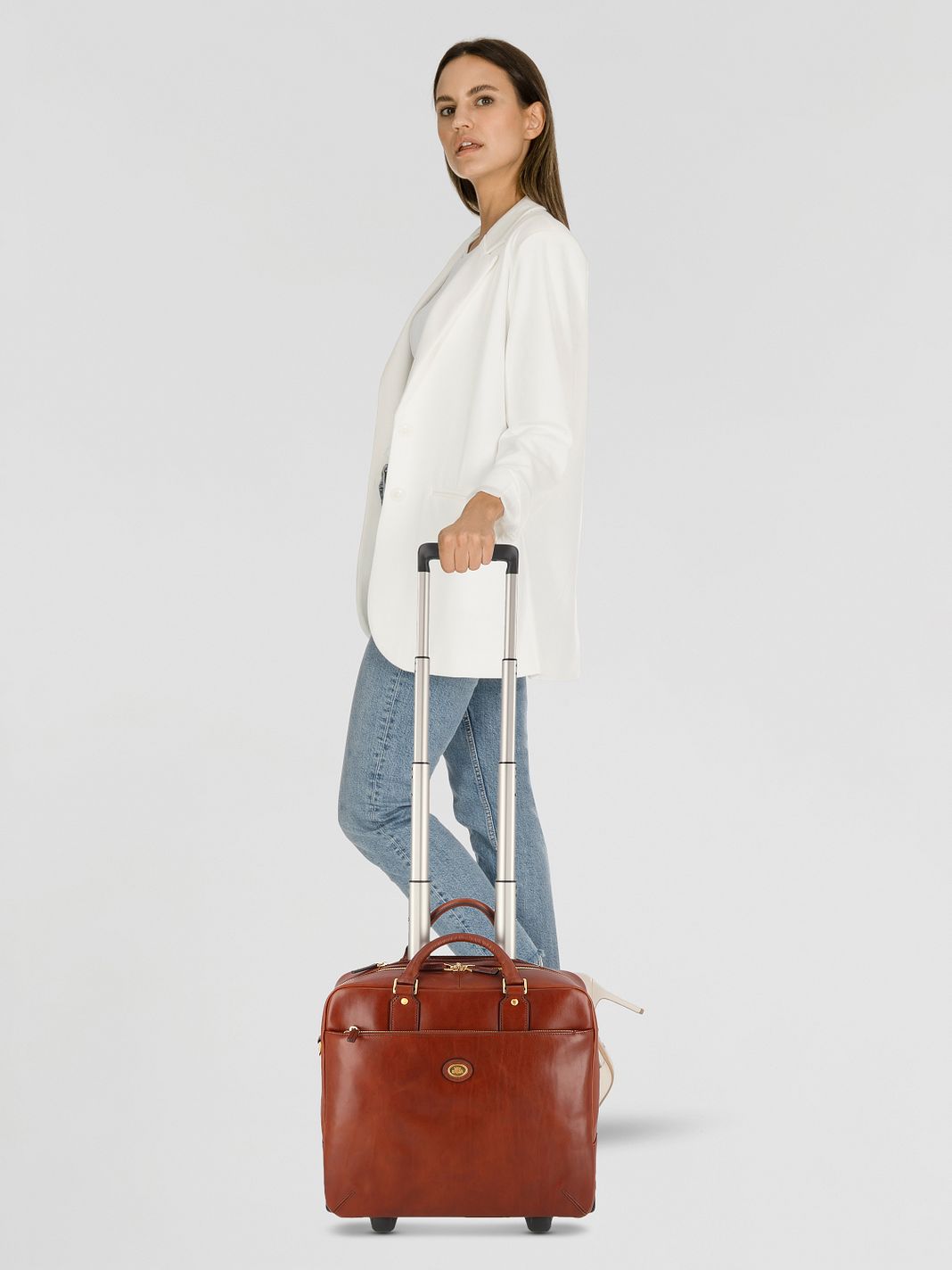 The Bridge Stovia 2 ruote Trolley pilota Vera Pelle 39 cm Vano porta PC