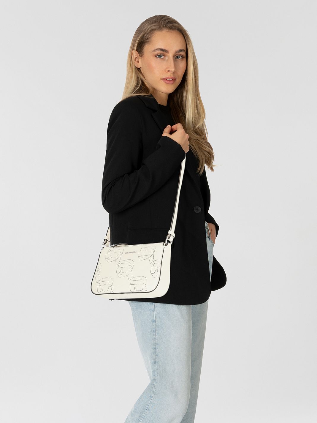 Karl Lagerfeld Ikon Borsa a tracolla Vera Pelle 21 cm Karl Lagerfeld Ikon Borsa a tracolla Vera Pelle 21 cm