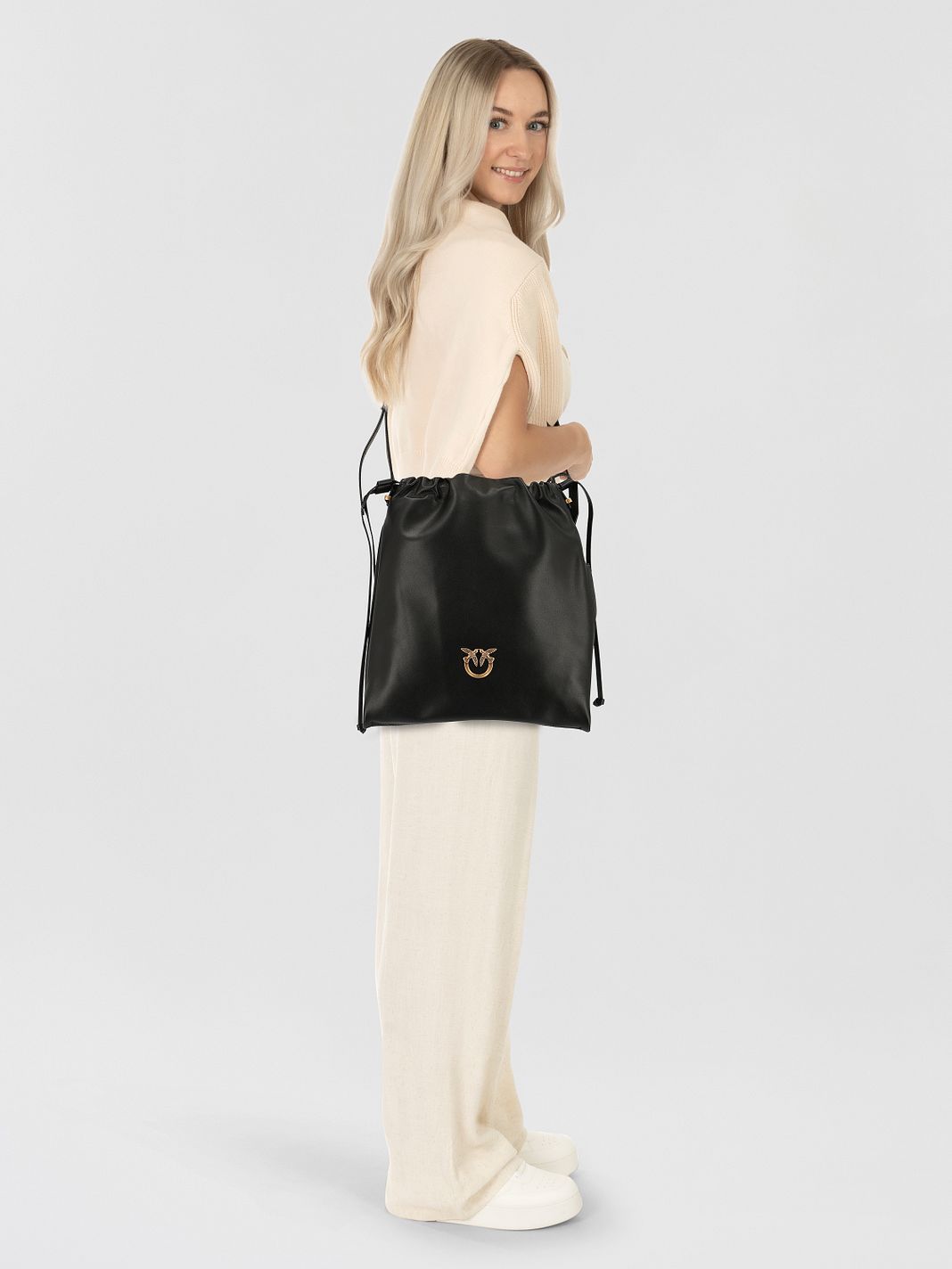 PINKO Slouchy Borsa a spalla Vera Pelle 31 cm