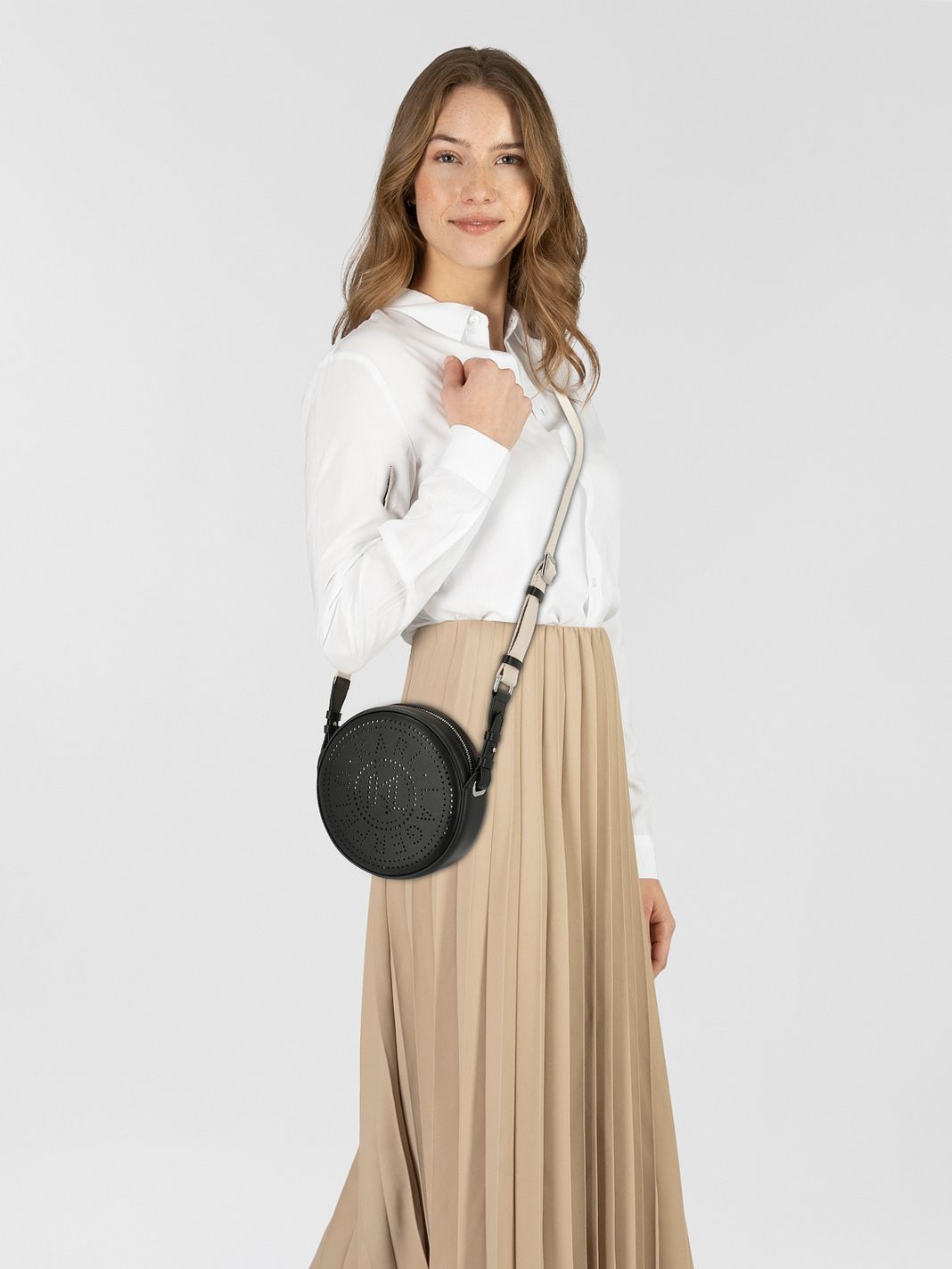 Karl Lagerfeld Circle Borsa a tracolla Vera Pelle 19 cm