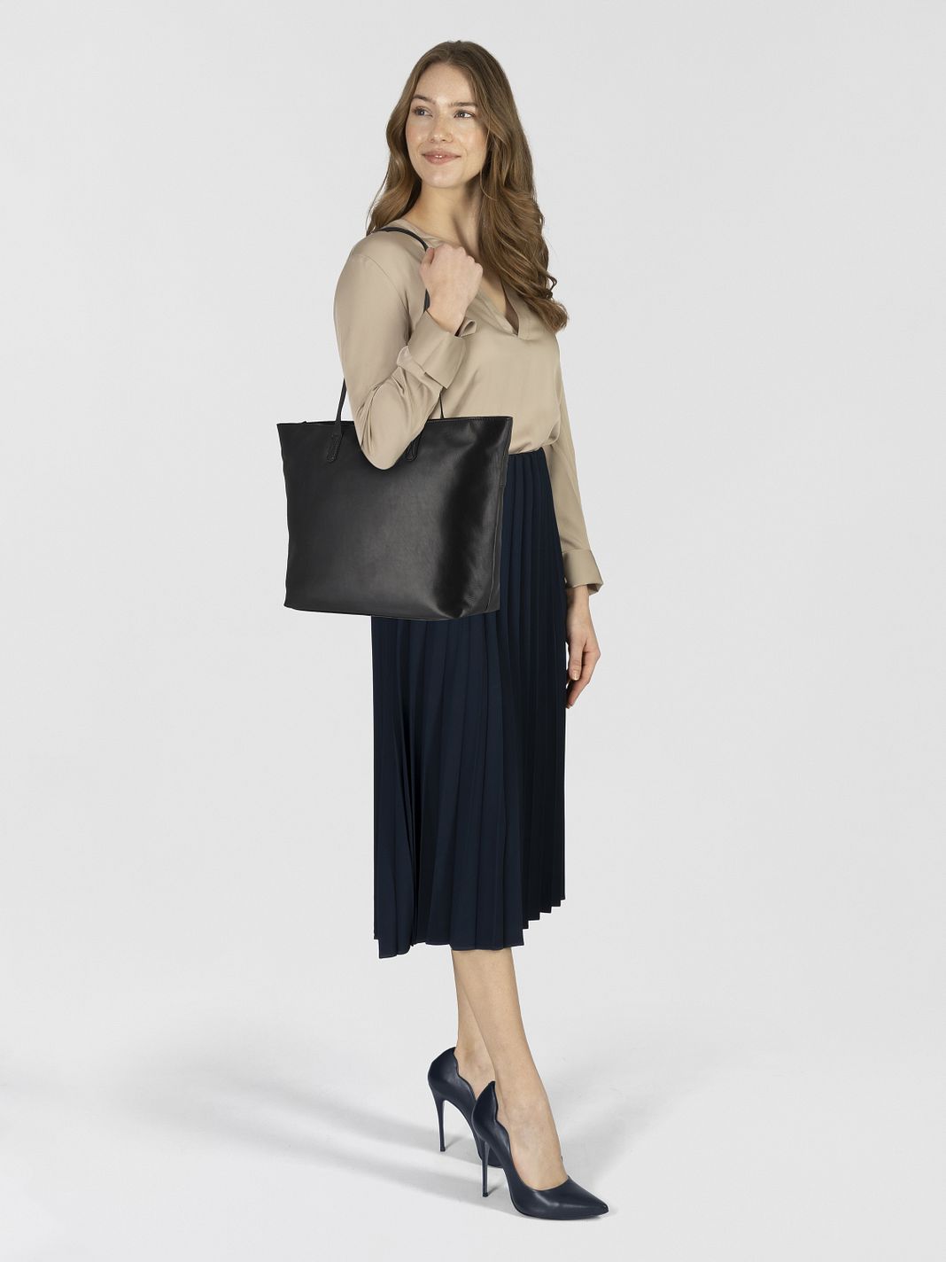 Greenburry Pure Black Shopper taske Læder 35 cm Laptoprum Greenburry Pure Black Shopper taske Læder 35 cm Laptoprum