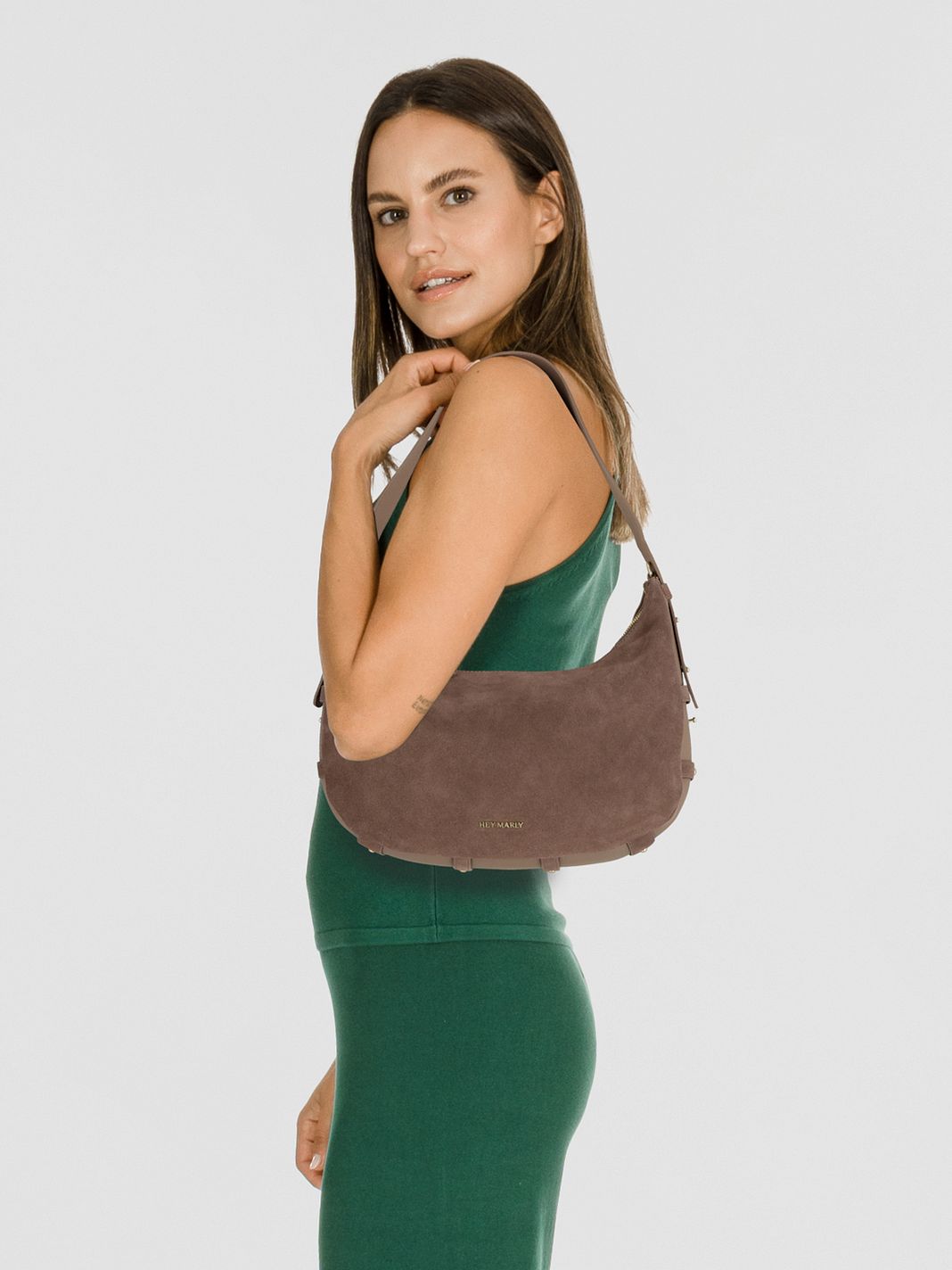 Hey Marly Lifetime Sister Suede Borsa a spalla M Vera Pelle 35.5 cm Hey Marly Lifetime Sister Suede Borsa a spalla M Vera Pelle 35.5 cm