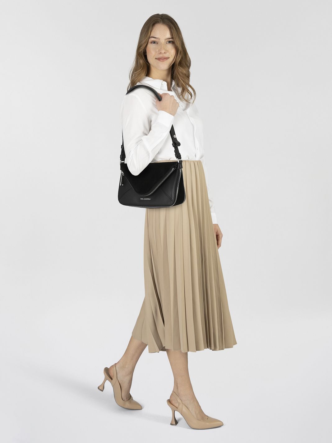 Karl Lagerfeld Hardware Mini Borsa Borsa a spalla Vera Pelle 18 cm espandibile Karl Lagerfeld Hardware Mini Borsa Borsa a spalla Vera Pelle 18 cm espandibile