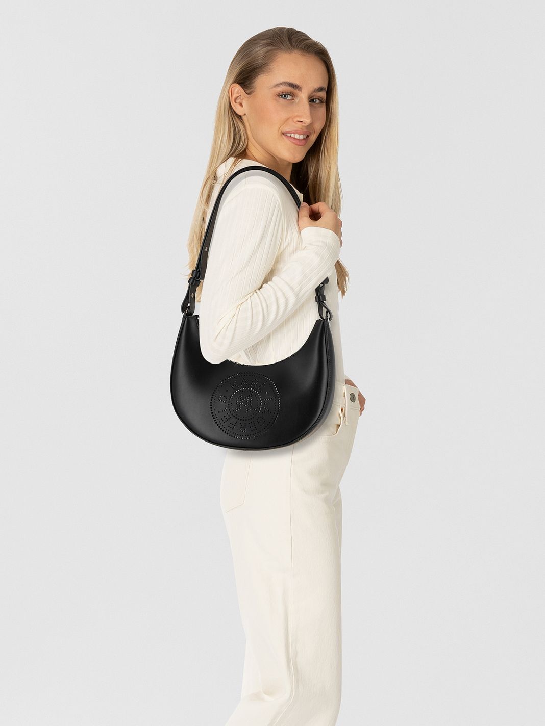 Karl Lagerfeld Circle Borsa a spalla Vera Pelle 28 cm