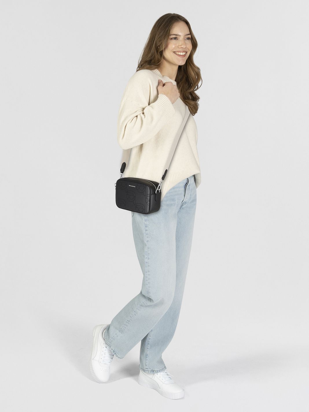 Karl Lagerfeld Ikon Borsa a tracolla Vera Pelle 22 cm Karl Lagerfeld Ikon Borsa a tracolla Vera Pelle 22 cm
