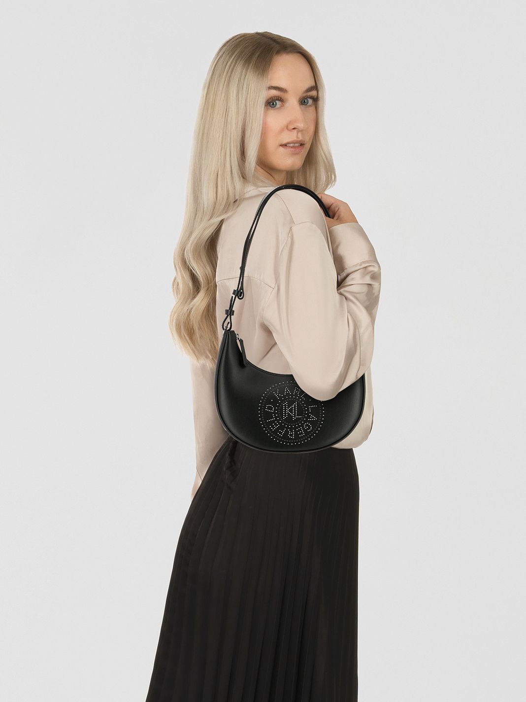 Karl Lagerfeld Circle Borsa a spalla Vera Pelle 28 cm