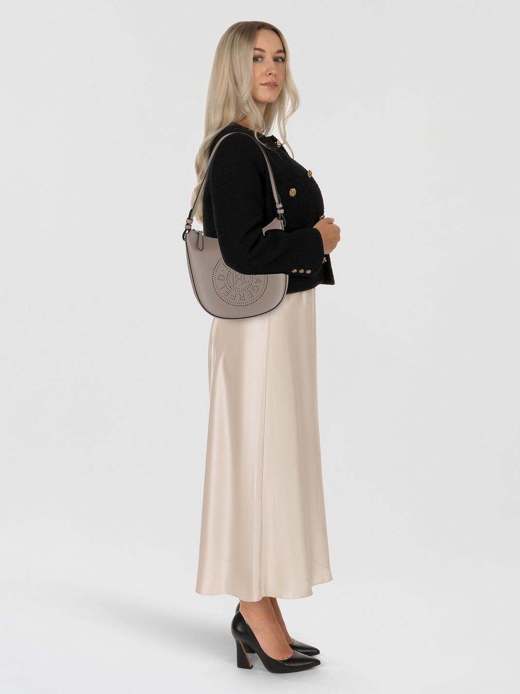 Karl Lagerfeld Circle Borsa a spalla Vera Pelle 24 cm