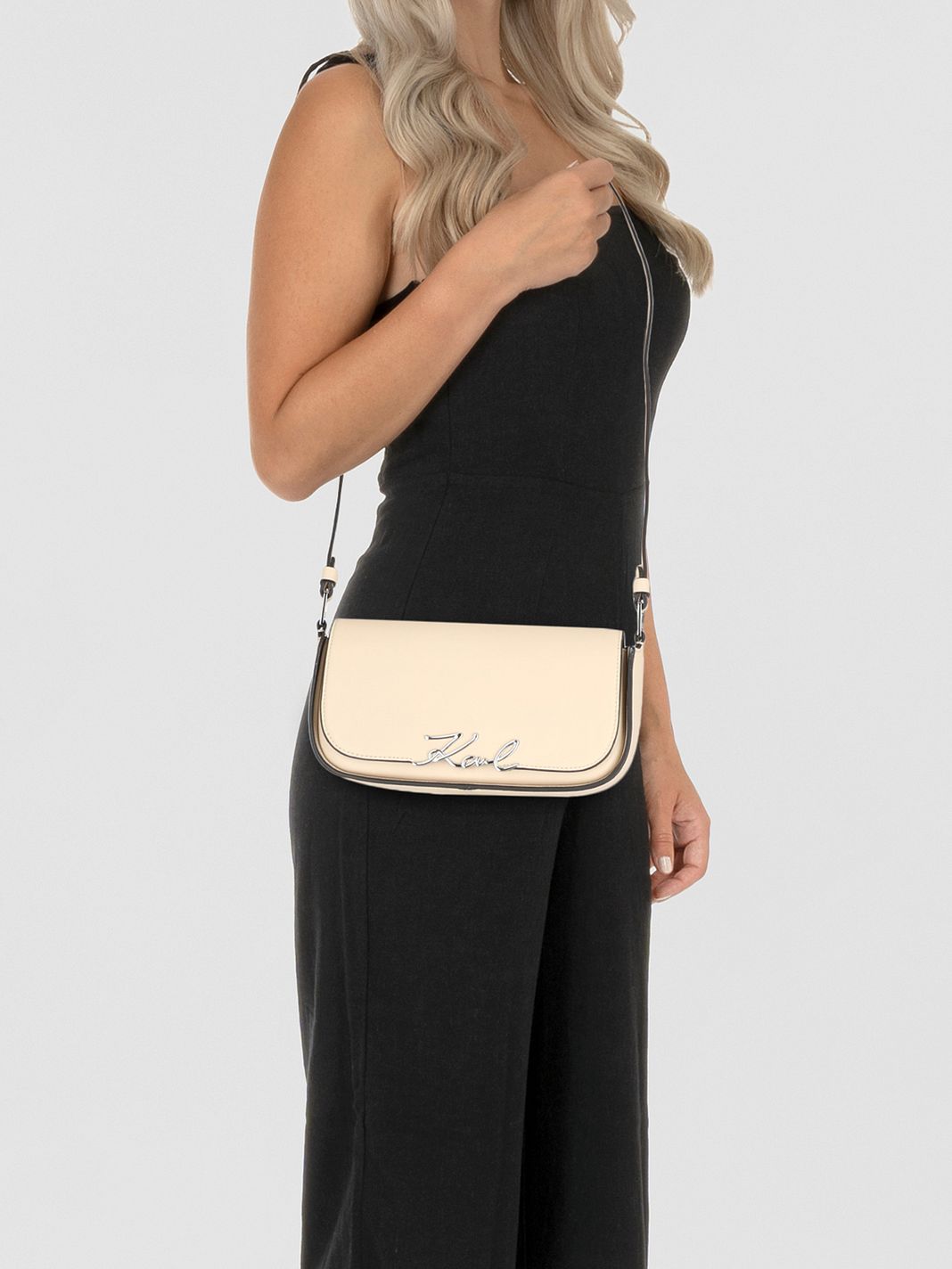 Karl Lagerfeld Signature Borsa a spalla Vera Pelle 24 cm Karl Lagerfeld Signature Borsa a spalla Vera Pelle 24 cm