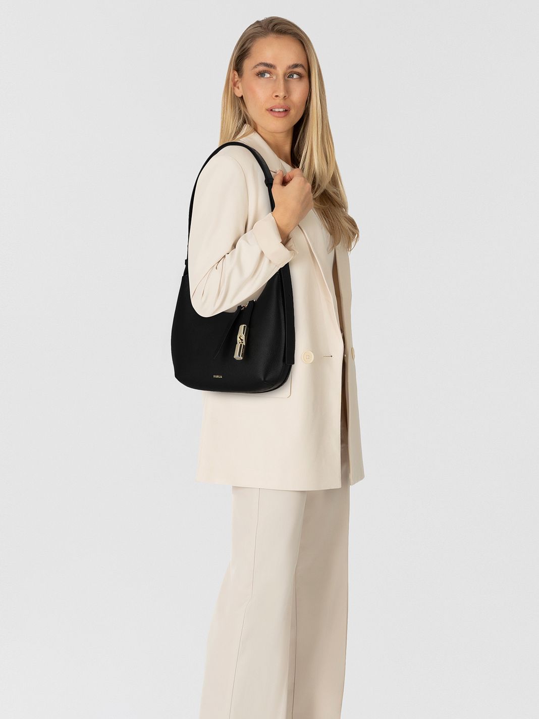Furla Goccia Bolso de hombro Piel natural 22 cm Furla Goccia Bolso de hombro Piel natural 22 cm