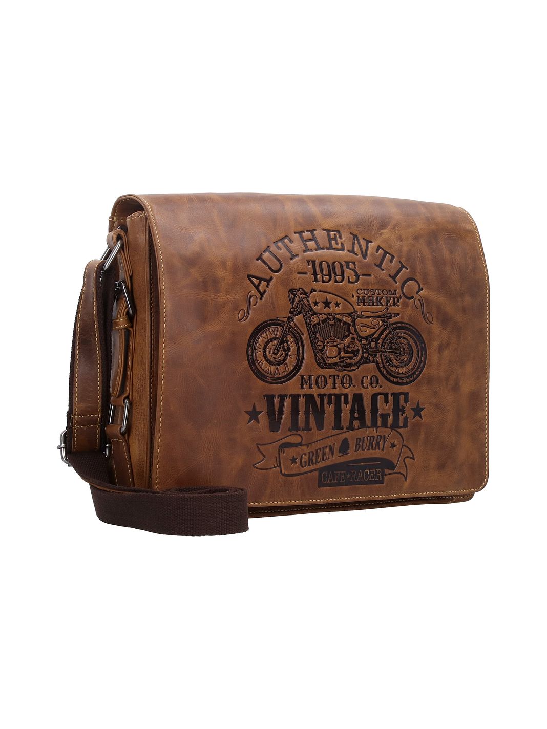 Greenburry Cafe-Racer Messengertaske Læder 33 cm
