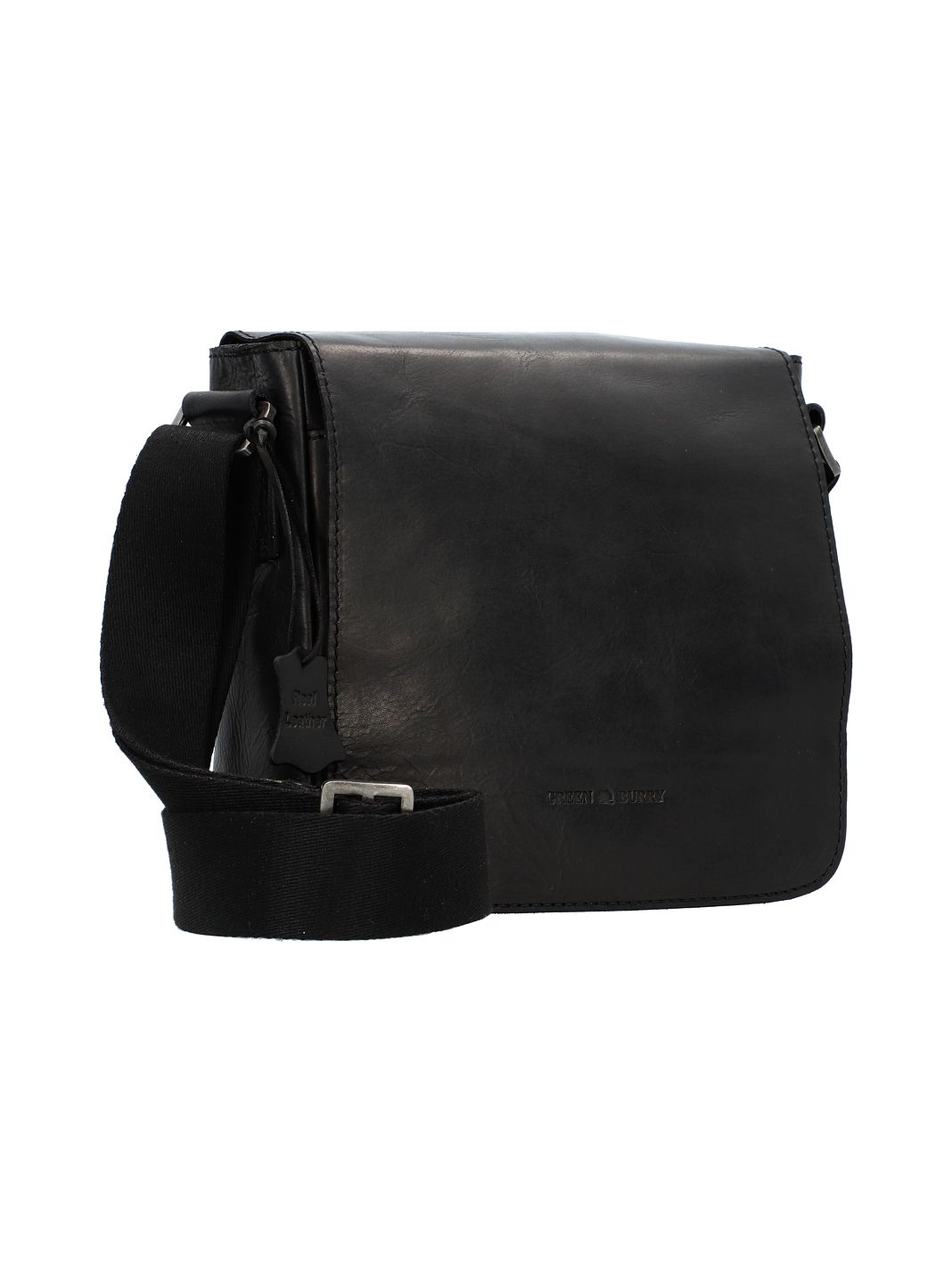 Greenburry Pure Black Borsa a tracolla Vera Pelle 20 cm Greenburry Pure Black Borsa a tracolla Vera Pelle 20 cm
