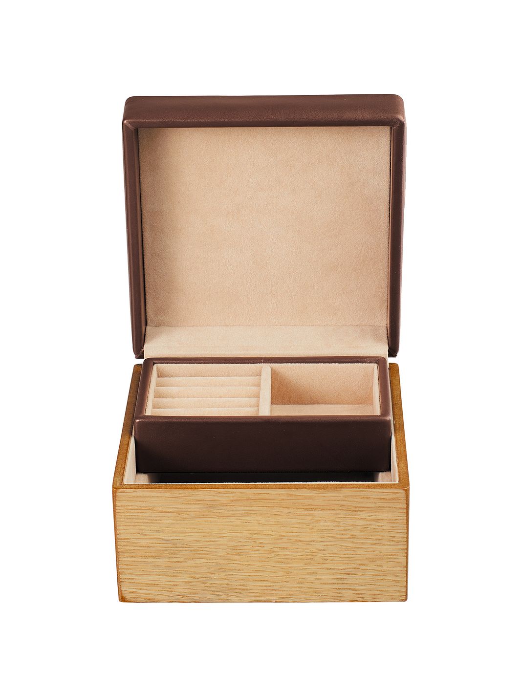 Windrose Wood Scatola per gioielli Vera Pelle 14 cm