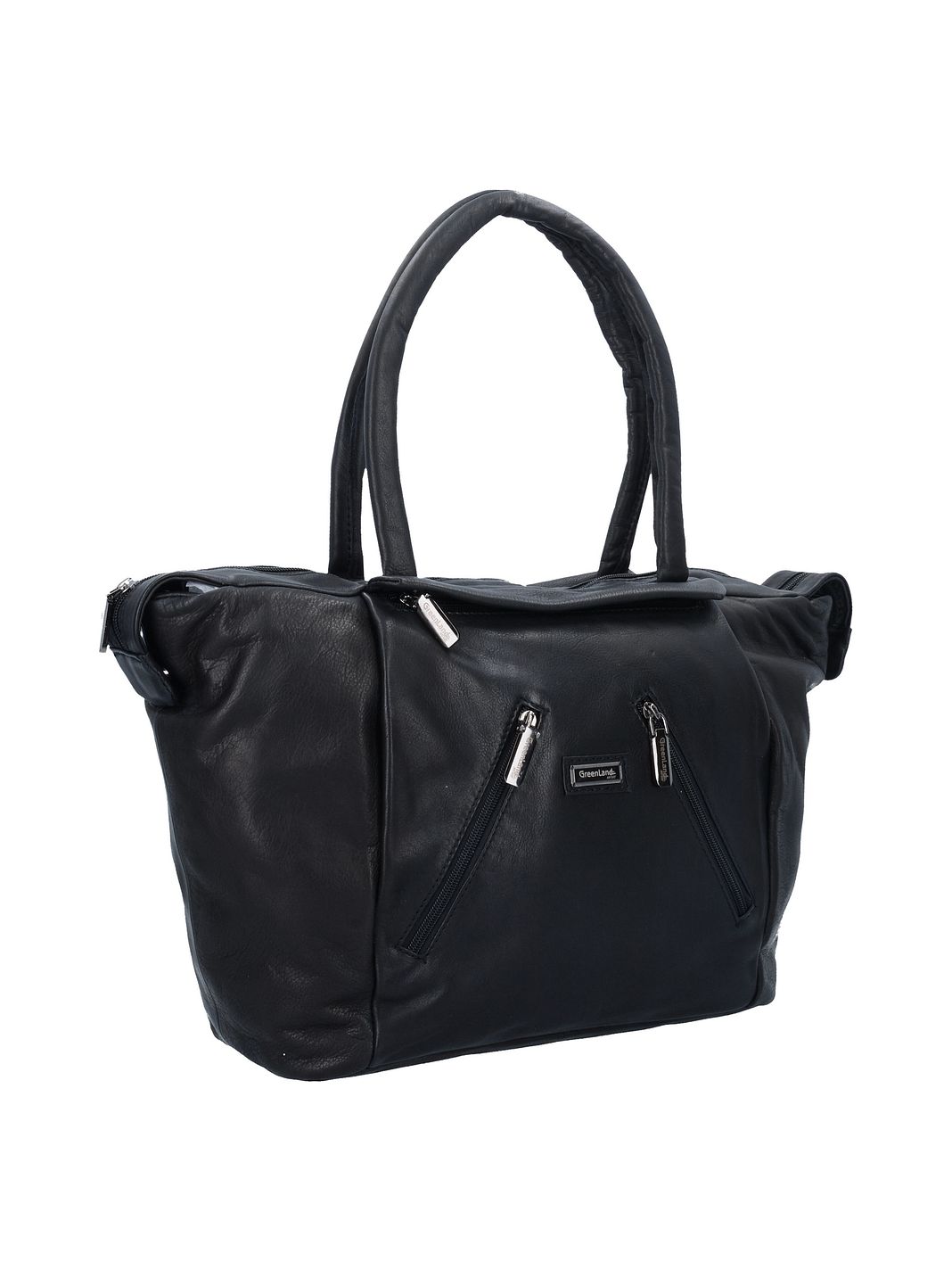Greenland Nature Black Nappa Borsa shopper Vera Pelle 33 cm Greenland Nature Black Nappa Borsa shopper Vera Pelle 33 cm