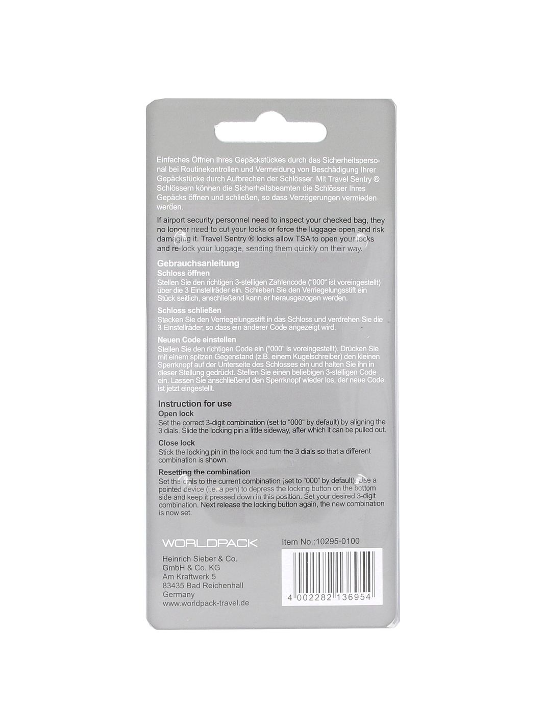 Worldpack Reiseaccessoires Resväska med kombinationslås 9.5 cm Worldpack Reiseaccessoires Resväska med kombinationslås 9.5 cm