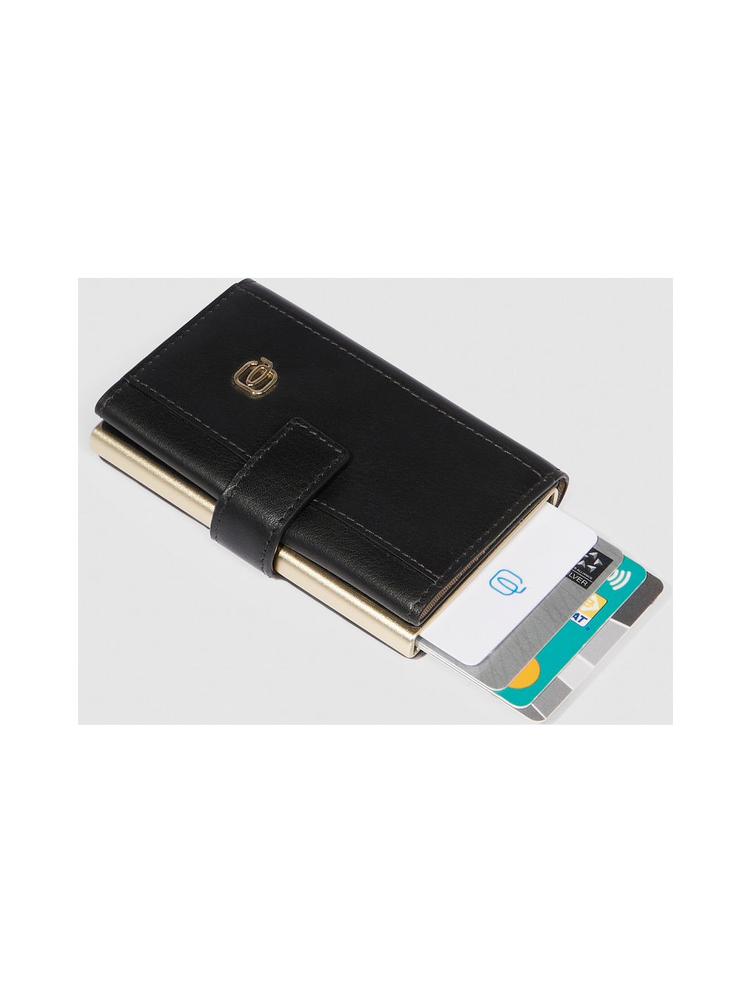 Piquadro Circle Custodia per carta di credito Protezione RFID Vera Pelle 6.5 cm