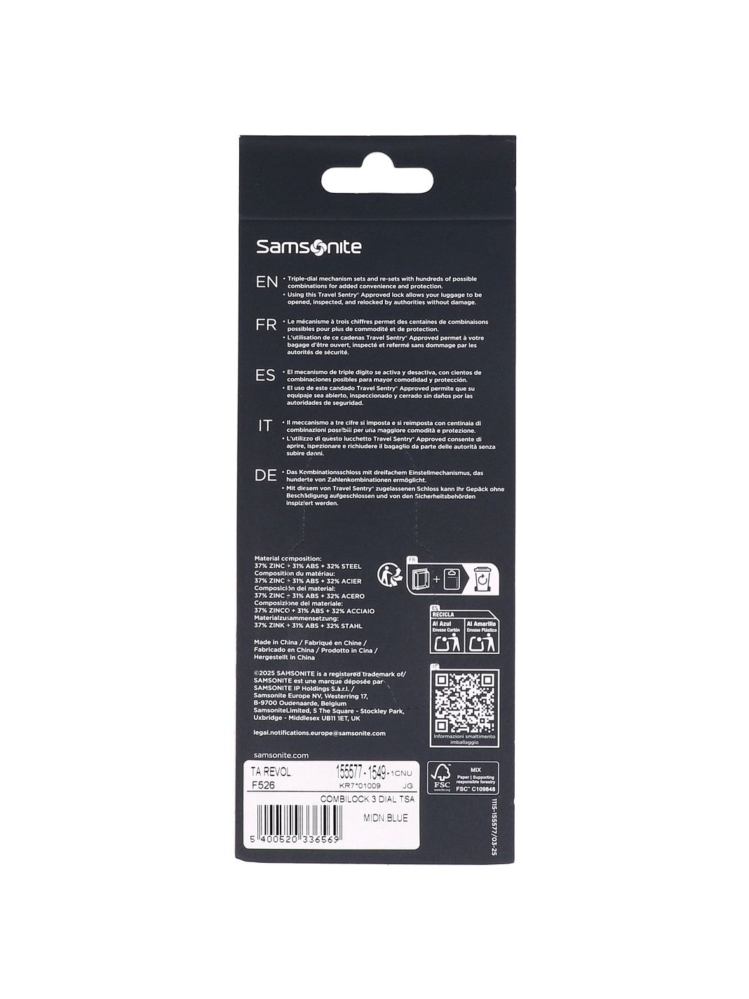 Samsonite TA Revolution Bagagelås 1 cm Samsonite TA Revolution Bagagelås 1 cm