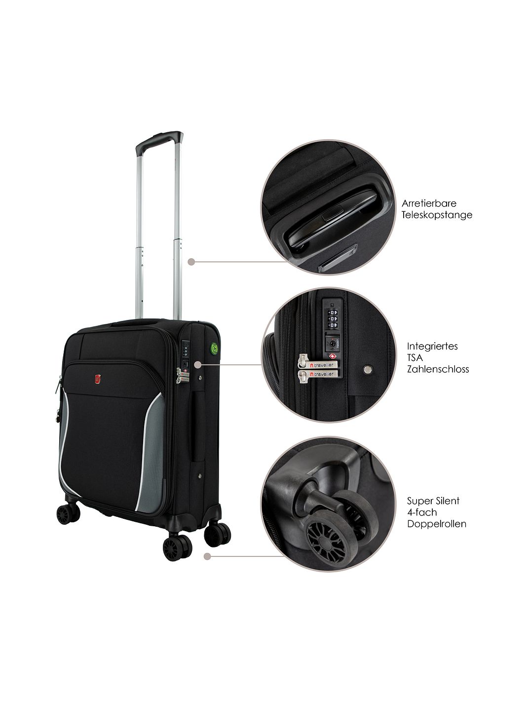 Traveller PROnature 4 ruote Trolley cabina 54 cm espandibile Traveller PROnature 4 ruote Trolley cabina 54 cm espandibile