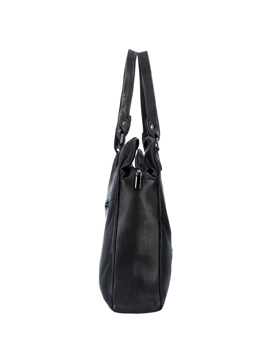Greenland Nature Black Nappa Borsa a spalla Vera Pelle 38 cm