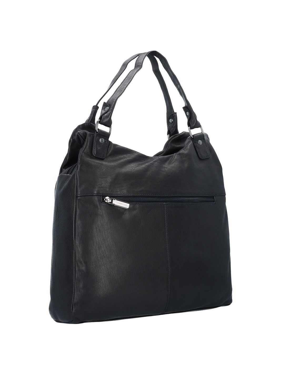 Greenland Nature Black Nappa Borsa a spalla Vera Pelle 38 cm