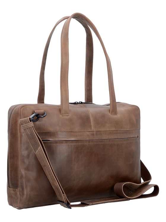 Plevier Ren skuldertaske i læder 43 cm med rum til bærbar computer