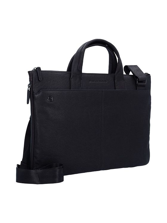 Piquadro Sort firkantet dokumentmappe i læder med 42 cm rum til bærbar computer Piquadro Sort firkantet dokumentmappe i læder med 42 cm rum til bærbar computer