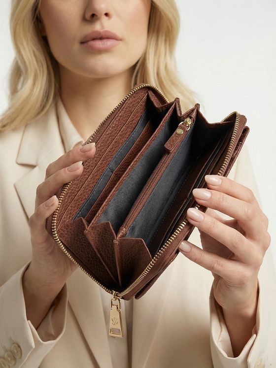 Lazarotti Bologna Leather Zip-Around Peněženka Pouzdro na mobilní telefon kožené 19 cm