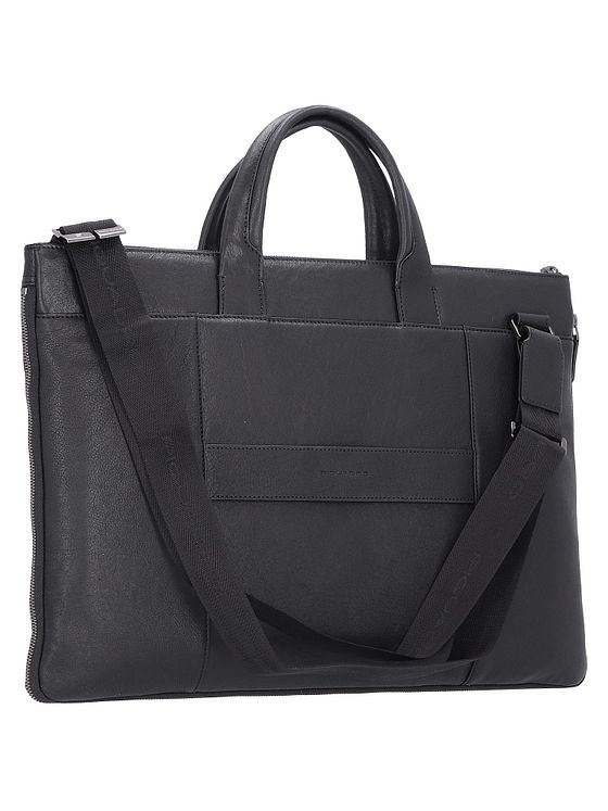 Piquadro Sort firkantet computertaske i læder 47 cm Piquadro Sort firkantet computertaske i læder 47 cm