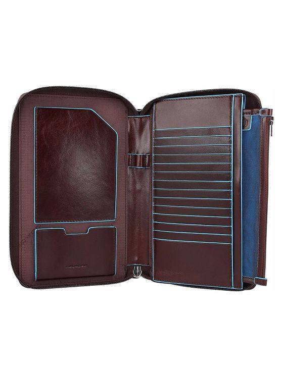 Piquadro Blå firkantet pasetui i læder 14 cm