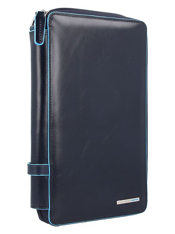 Piquadro Blå firkantet pasetui i læder 14 cm