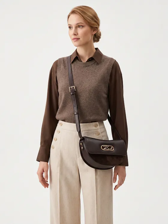 Karl Lagerfeld Signature Crossbody-laukku Nahka 24.5 cm Karl Lagerfeld Signature Crossbody-laukku Nahka 24.5 cm