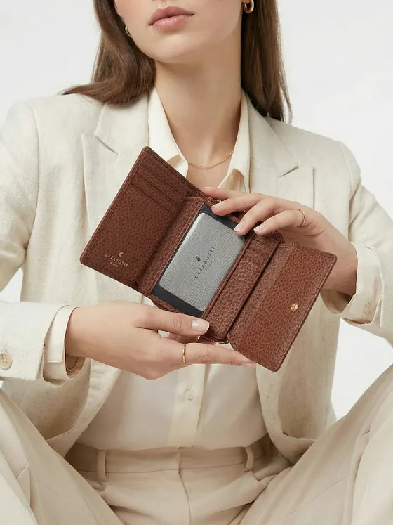 Lazarotti Cartera de piel «Bologna» con cremallera envolvente, 12 cm