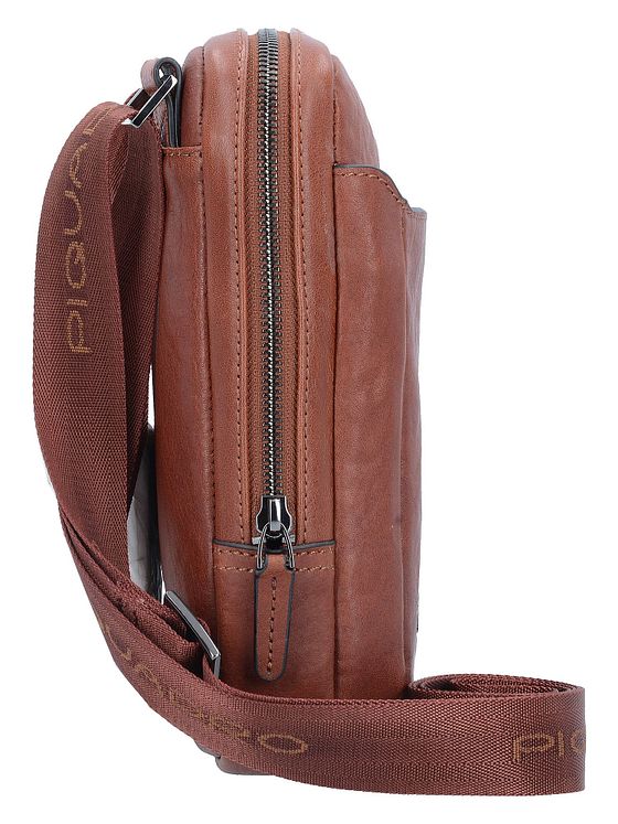 Piquadro Černá čtvercová taška přes rameno kožená 17 cm